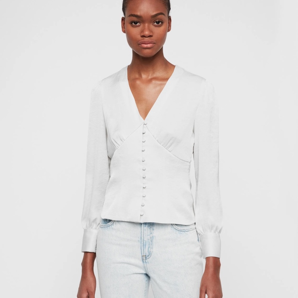 AllSaints Woman’s Amalie Satin Top Size US 8